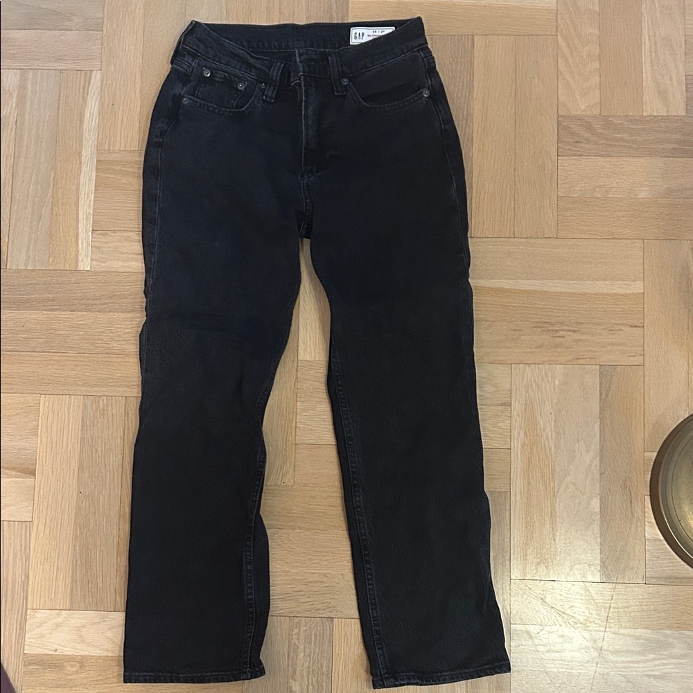 GAP '90s Straight Crop High Rise Jeans - Black